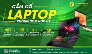 cầm laptop